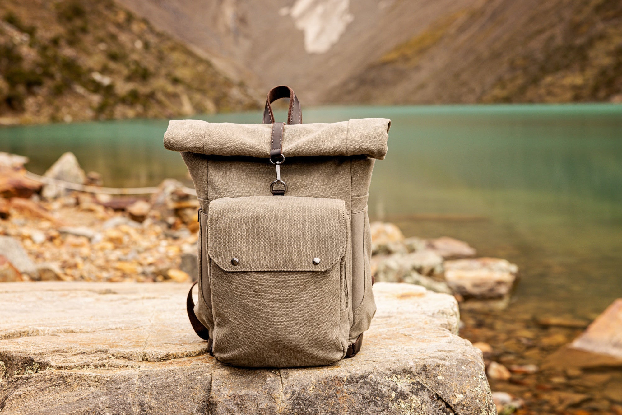 Carmel Roll Top Picnic Backpack Cooler with Utensil Set & Glass Water Bottles - Paranoid Ranch