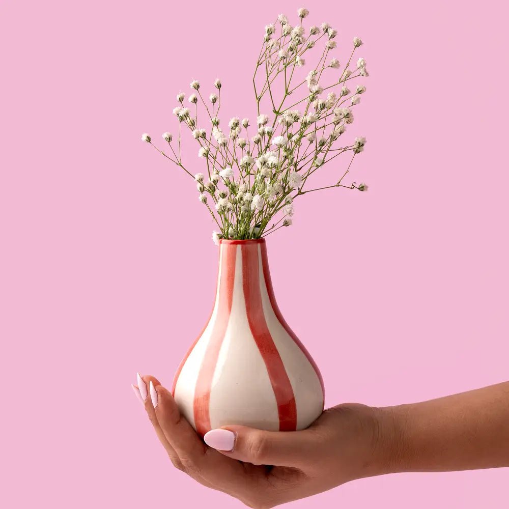 Ceramic Stripe Vase - Red - Paranoid Ranch