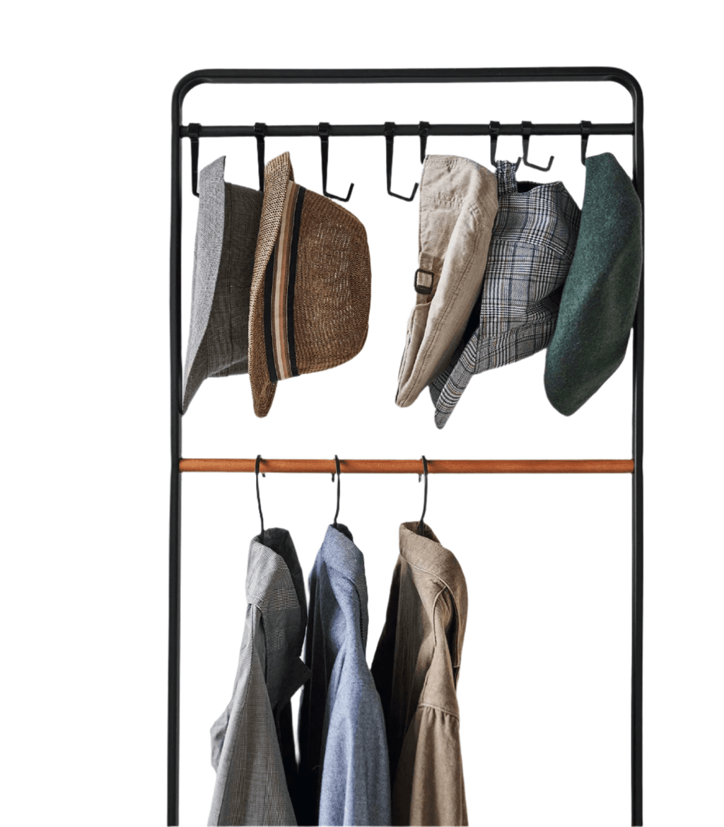 Coat Rack with Hat Storage (66" H) - Steel + Wood - Paranoid Ranch