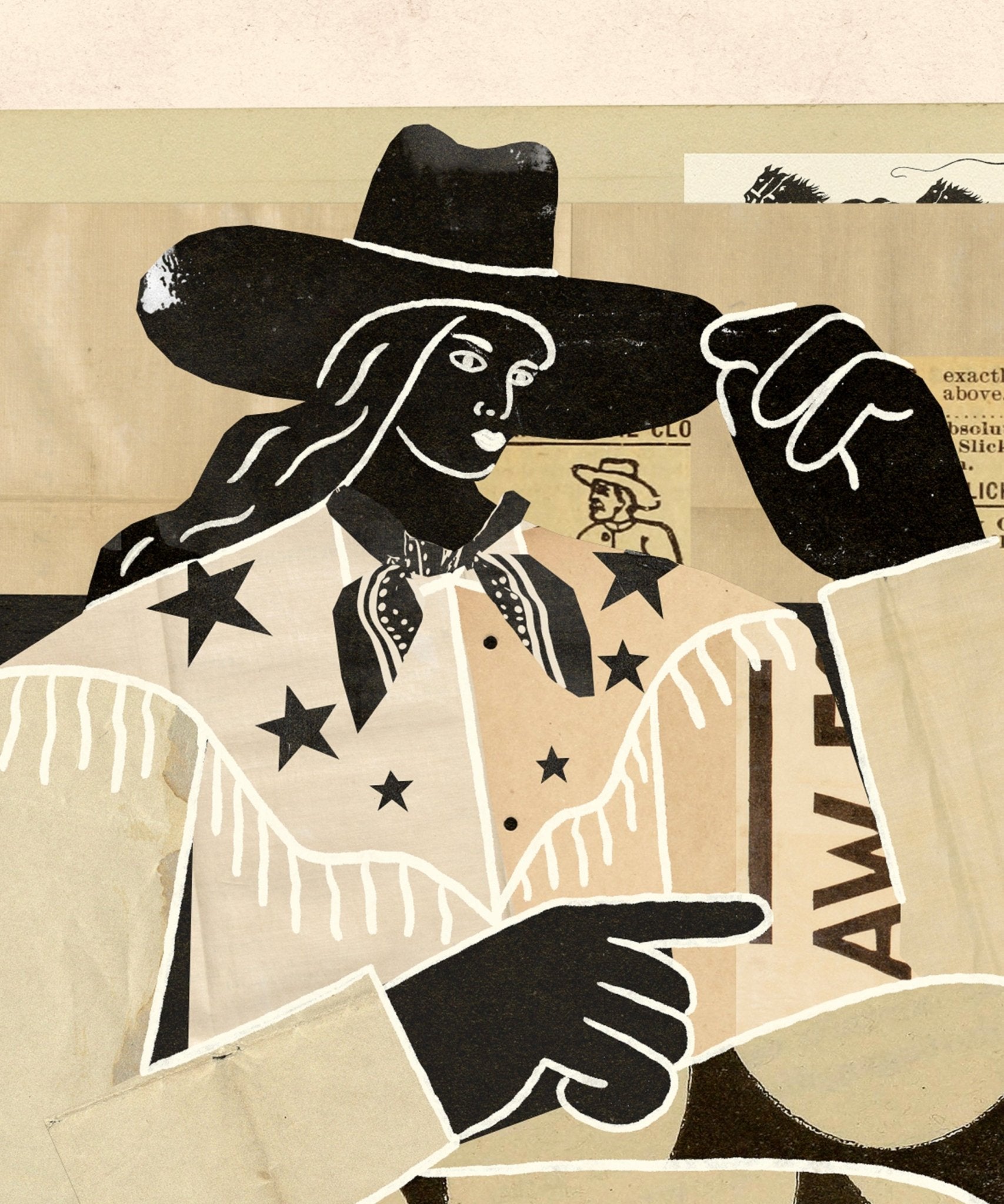 Collage Cowgirl 2 Print - Paranoid Ranch