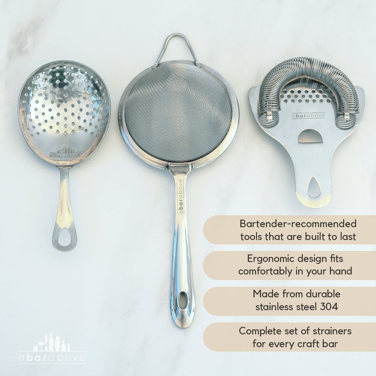 Complete 3 - Piece Bar Strainer Set - Paranoid Ranch