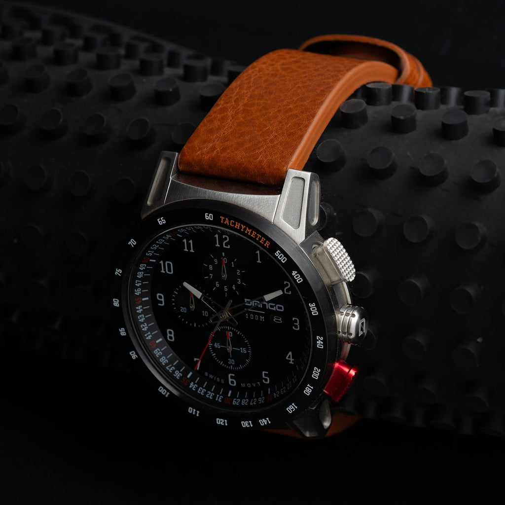 CR - 01 - Chrono Watch with Italian Leather Strap - Whiskey Brown - Paranoid Ranch