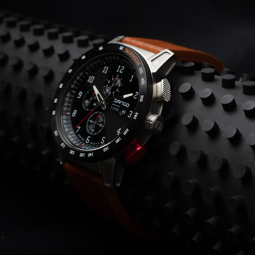 CR - 01 - Chrono Watch with Italian Leather Strap - Whiskey Brown - Paranoid Ranch