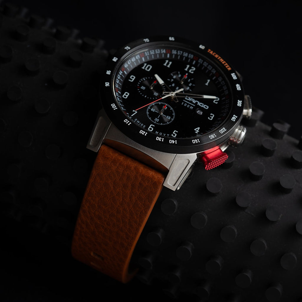 CR - 01 - Chrono Watch with Italian Leather Strap - Whiskey Brown - Paranoid Ranch