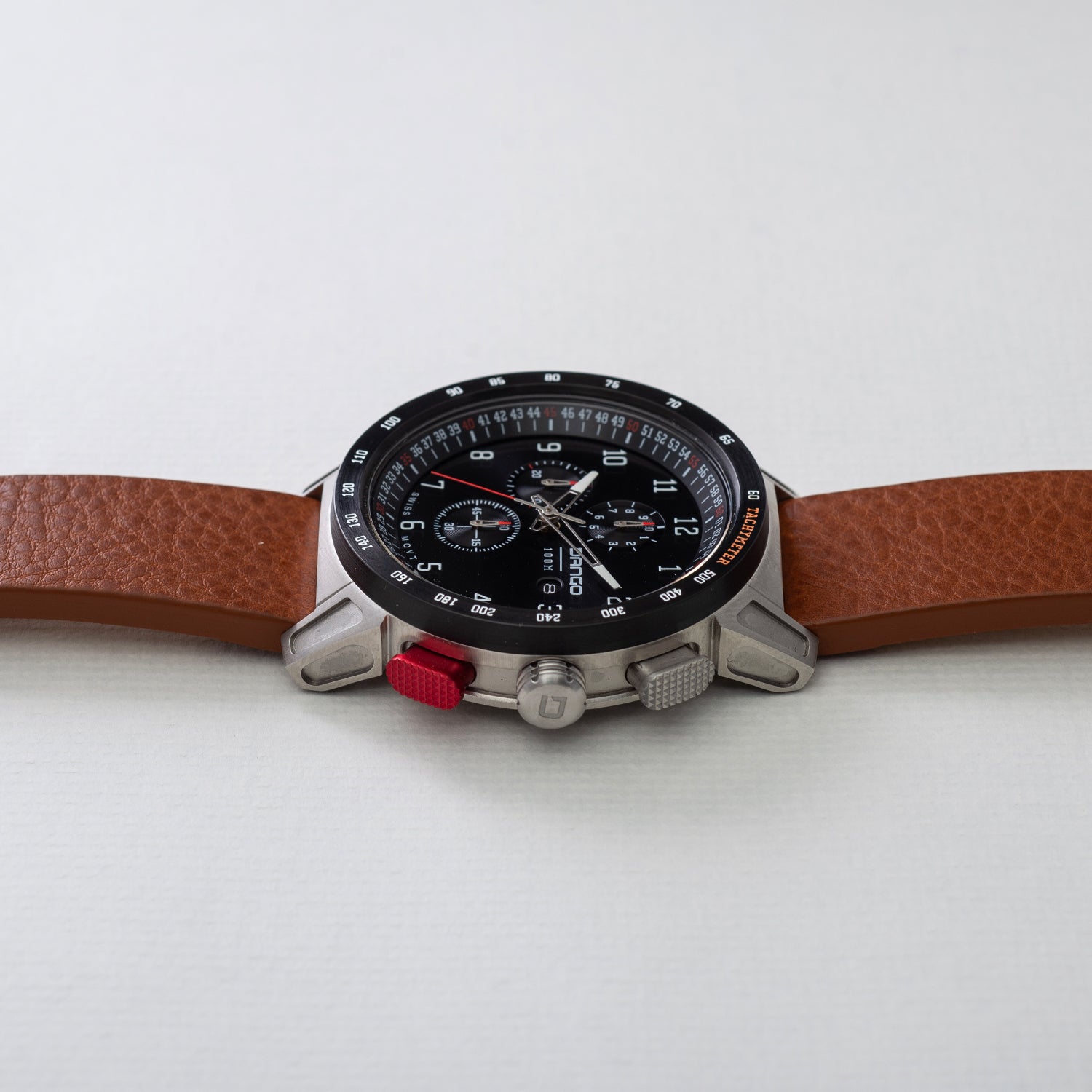 CR - 01 - Chrono Watch with Italian Leather Strap - Whiskey Brown - Paranoid Ranch