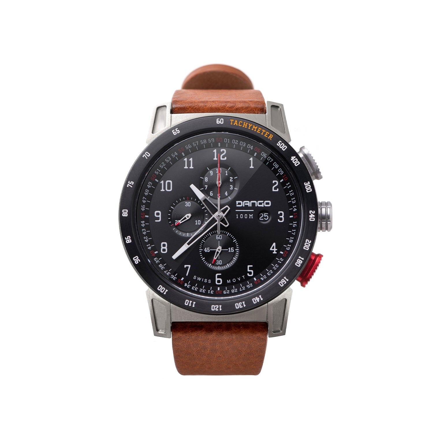 CR - 01 - Chrono Watch with Italian Leather Strap - Whiskey Brown - Paranoid Ranch