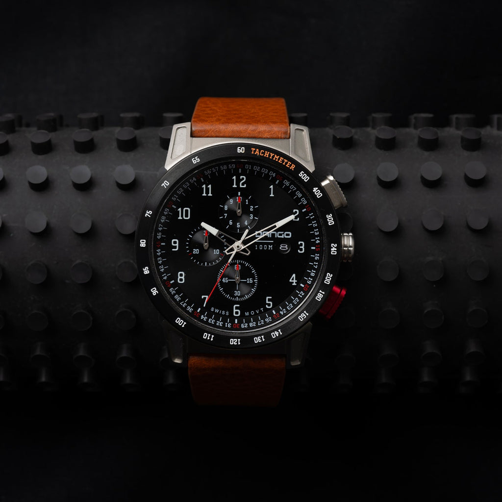CR - 01 - Chrono Watch with Italian Leather Strap - Whiskey Brown - Paranoid Ranch