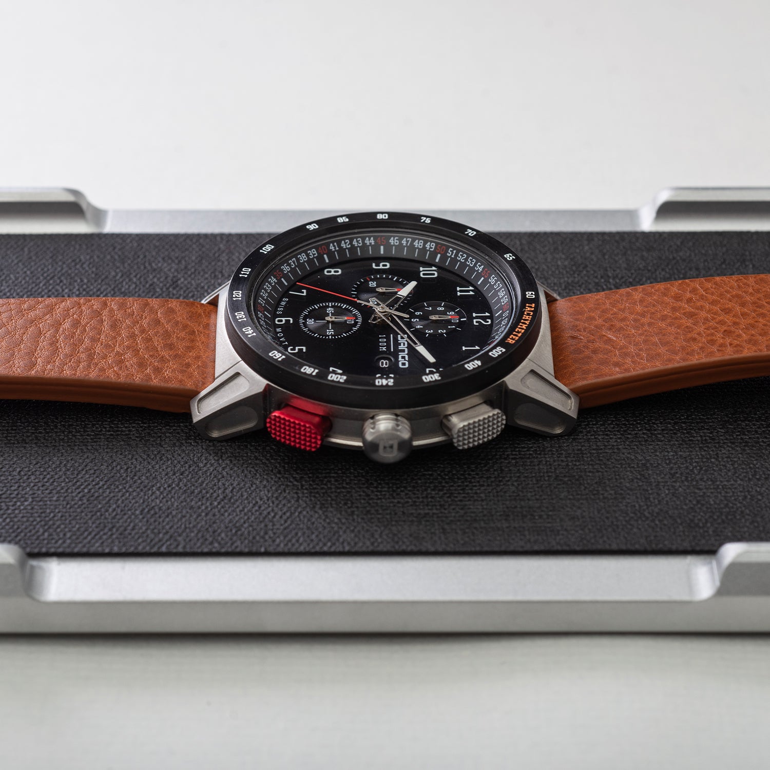 CR - 01 - Chrono Watch with Italian Leather Strap - Whiskey Brown - Paranoid Ranch