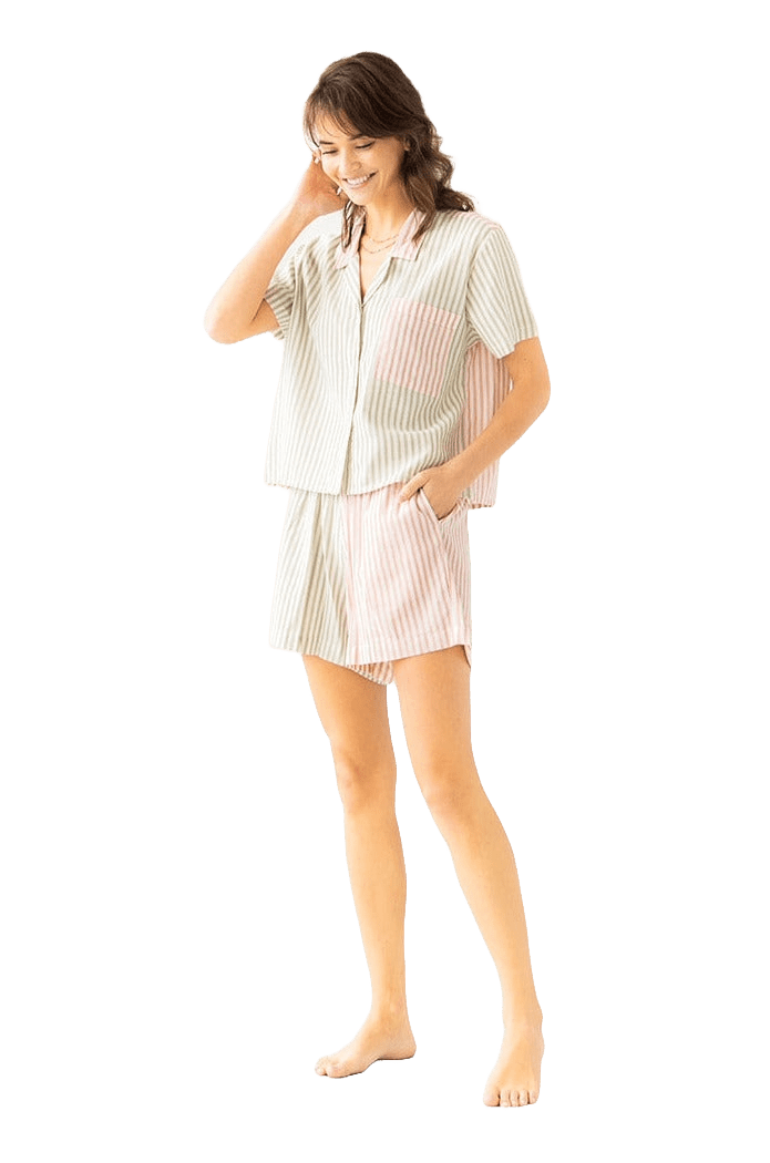 Cropped Button Down Color Block Set - Paranoid Ranch