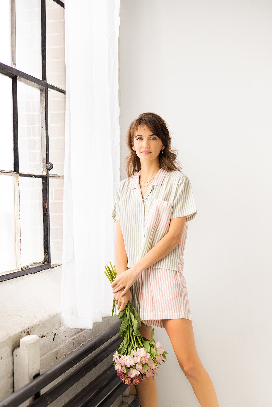 Cropped Button Down Color Block Set - Paranoid Ranch