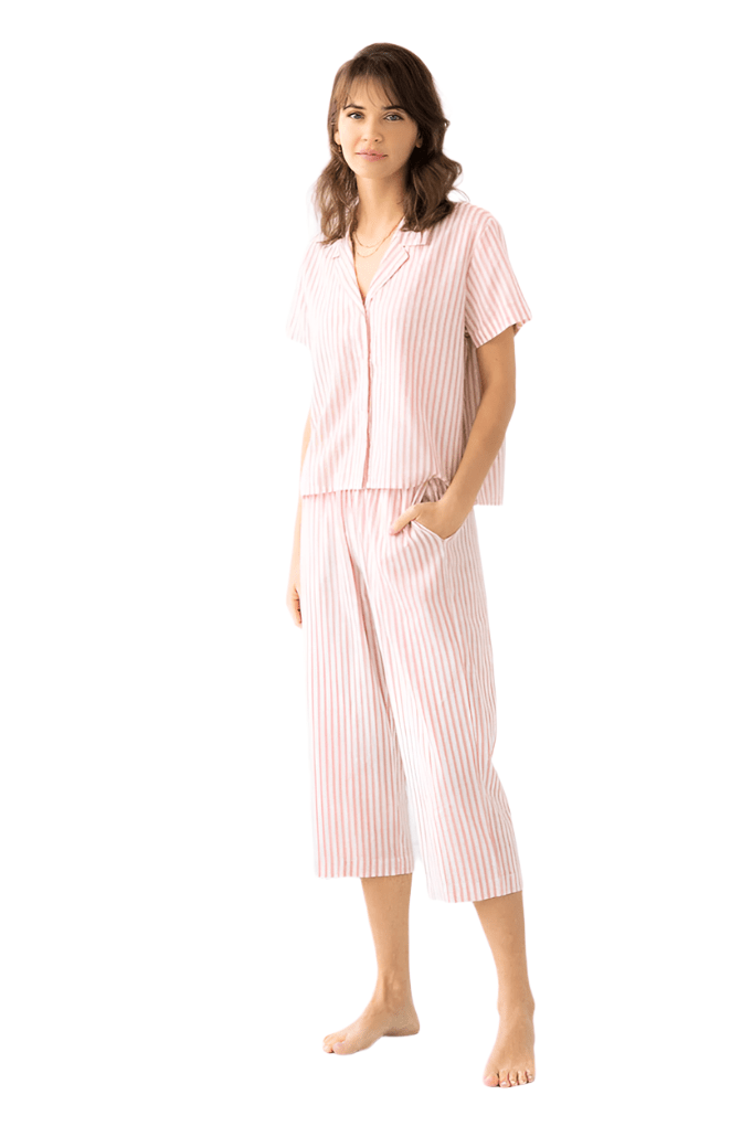 Cropped Button Down - High Waisted Striped Capri - Paranoid Ranch