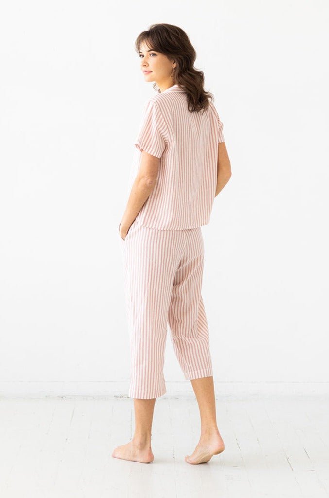 Cropped Button Down - High Waisted Striped Capri - Paranoid Ranch