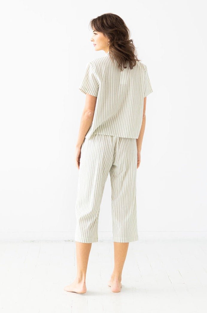 Cropped Button Down - High Waisted Striped Capri - Paranoid Ranch