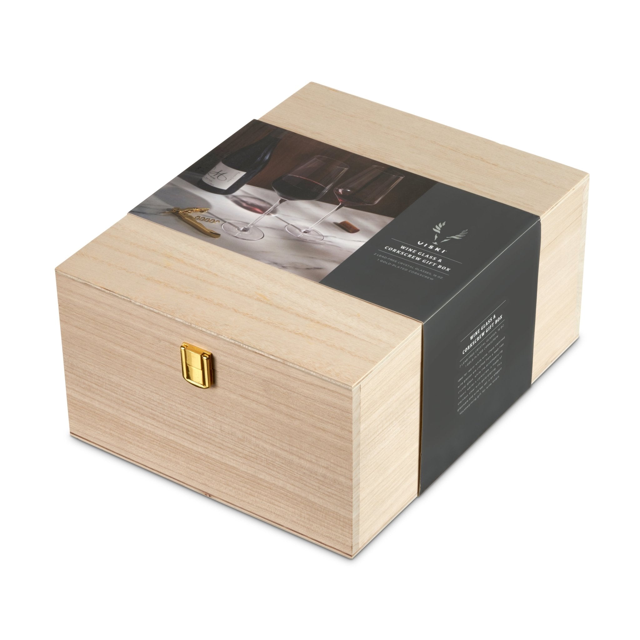 Crystal Bordeaux Glasses & Gold Corkscrew Gift Box Set - Paranoid Ranch