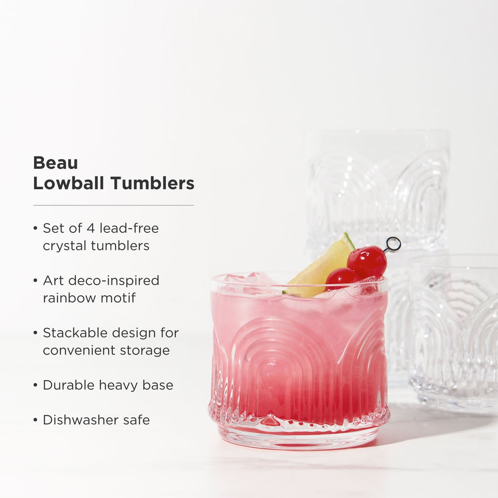 Deco Beau Crystal Lowball Tumblers Set of 4 - Paranoid Ranch