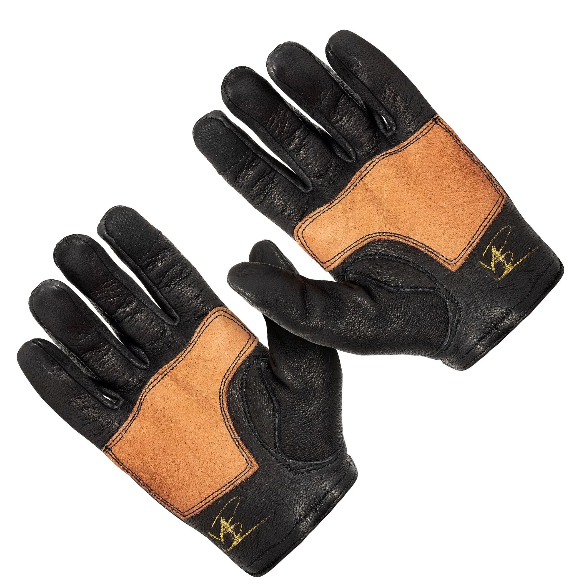 Deerskin Leather Glove: Easy Rider Motorcycle: Black/Brown - Paranoid Ranch