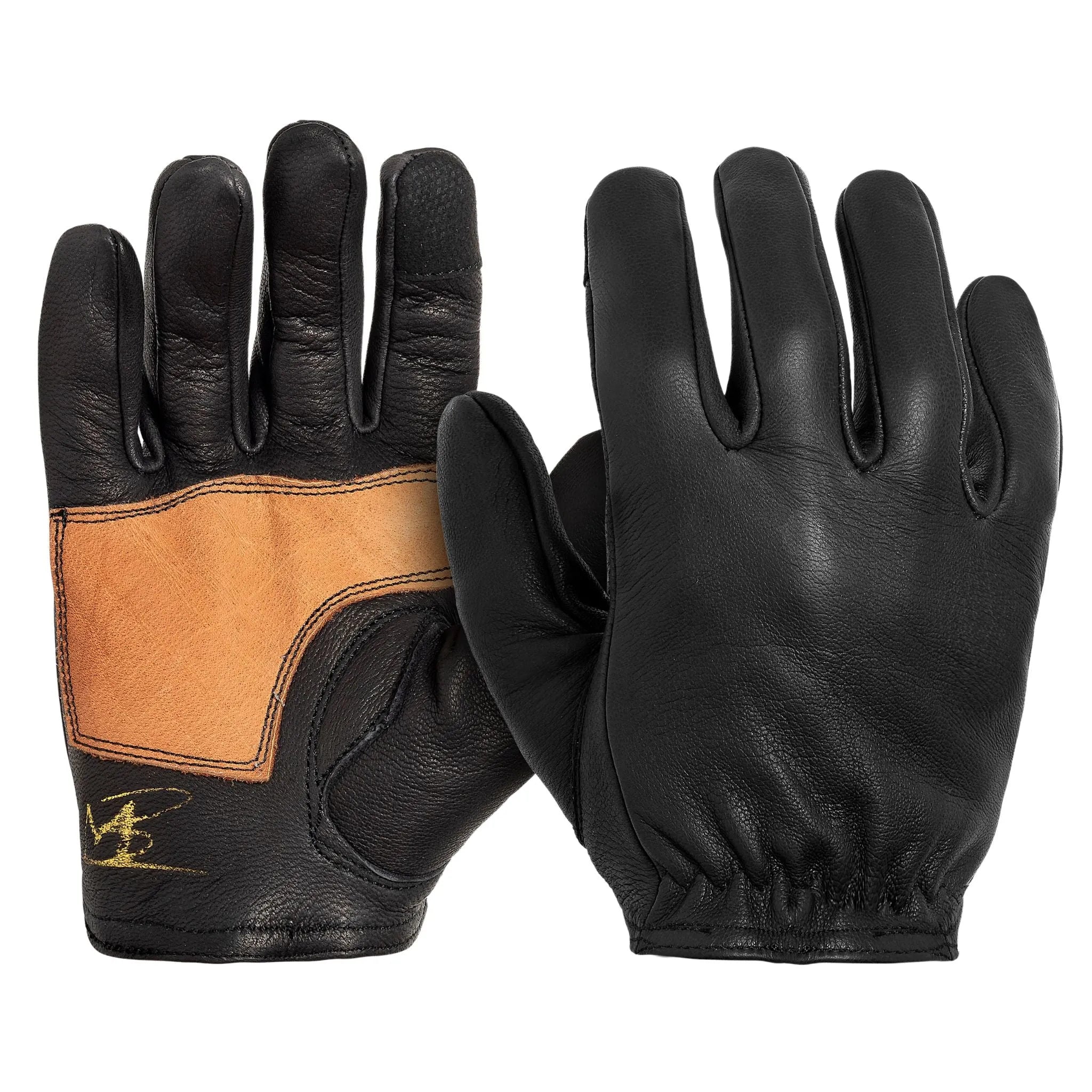 Deerskin Leather Glove: Easy Rider Motorcycle: Black/Brown - Paranoid Ranch