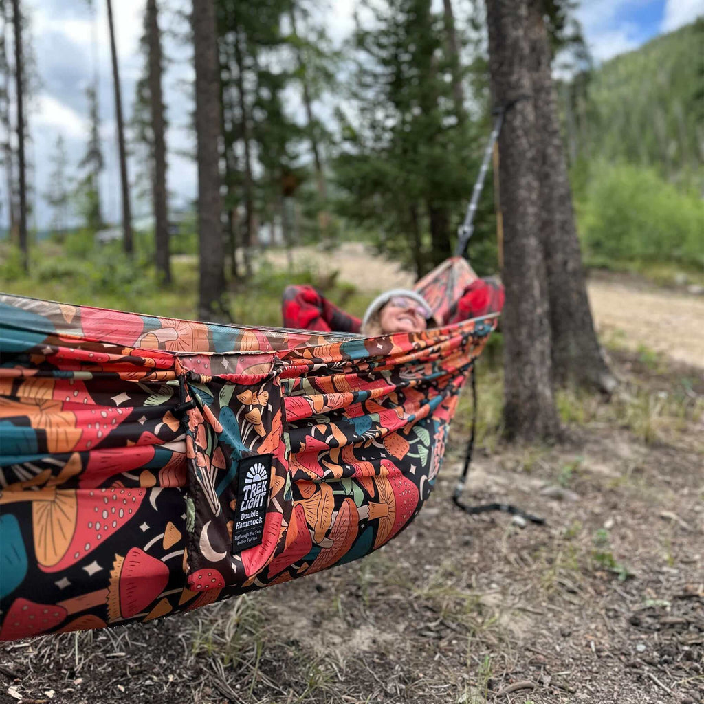 Double Hammock & Pro Hanging Straps (Midnight Mushroom Print) - Paranoid Ranch