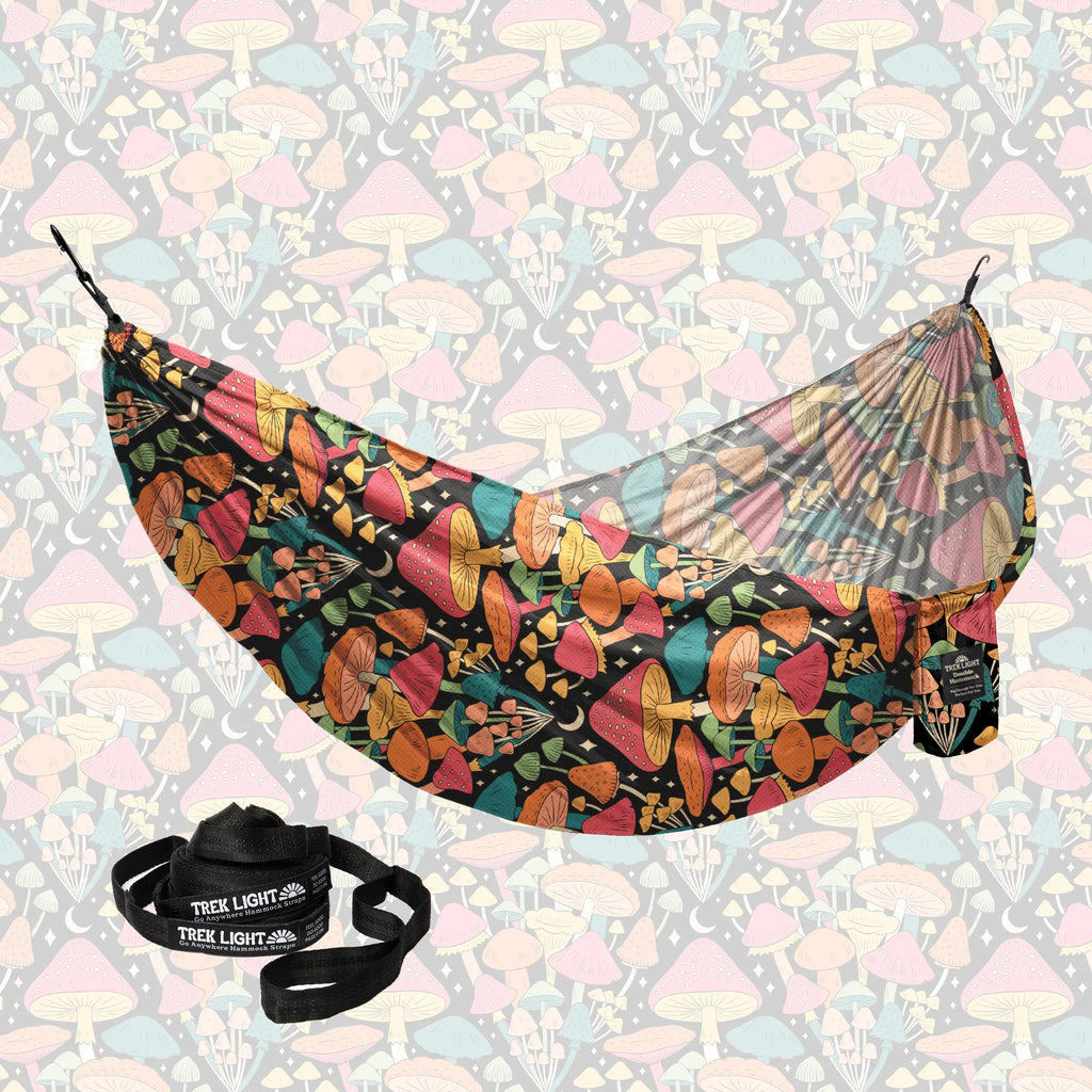 Double Hammock & Pro Hanging Straps (Midnight Mushroom Print) - Paranoid Ranch
