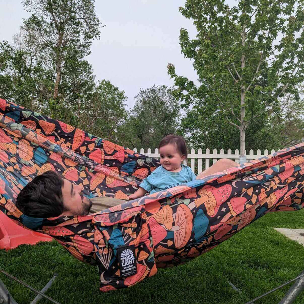 Double Hammock & Pro Hanging Straps (Midnight Mushroom Print) - Paranoid Ranch