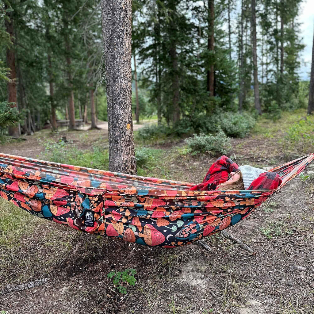 Double Hammock & Pro Hanging Straps (Midnight Mushroom Print) - Paranoid Ranch
