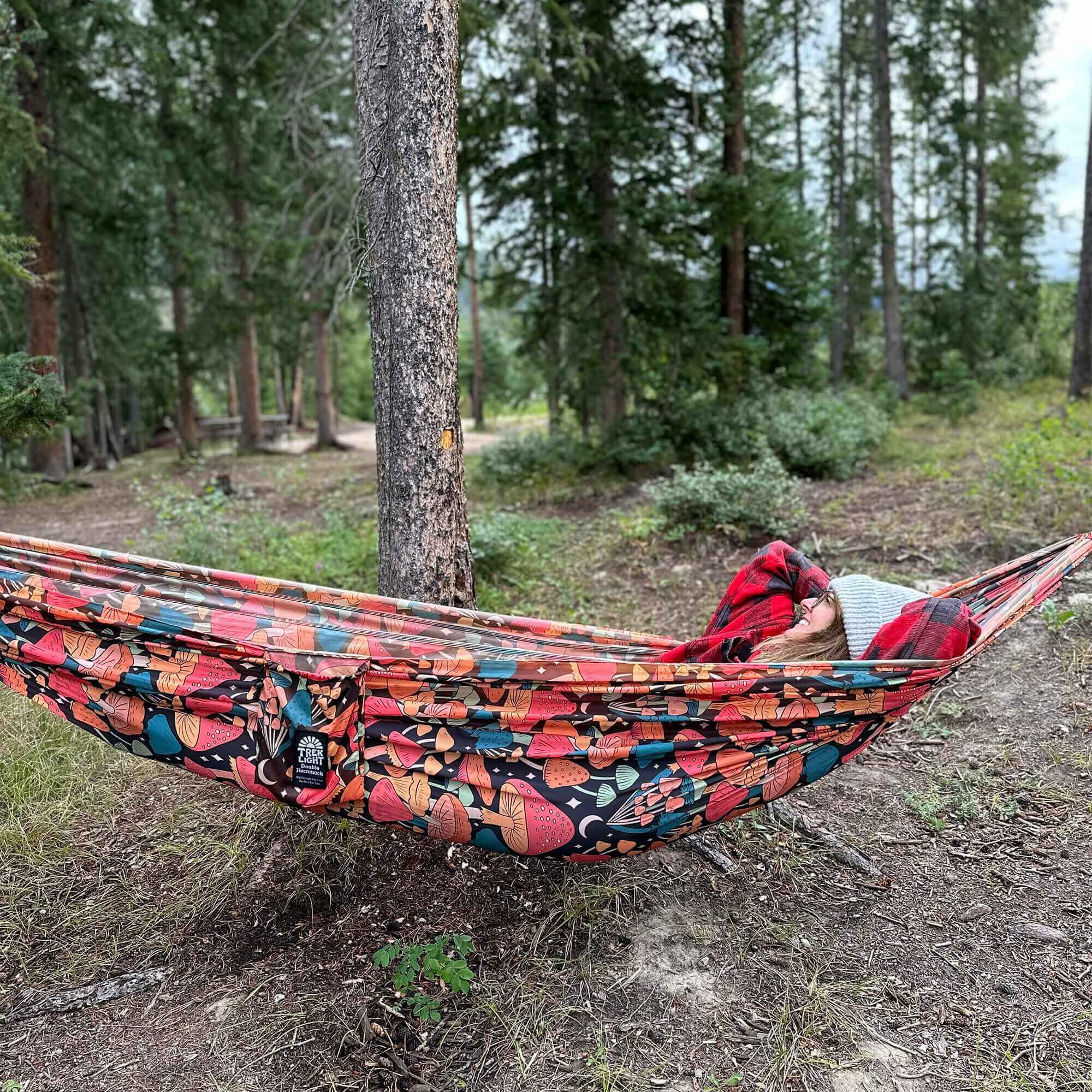 Double Hammock & Pro Hanging Straps (Midnight Mushroom Print) - Paranoid Ranch