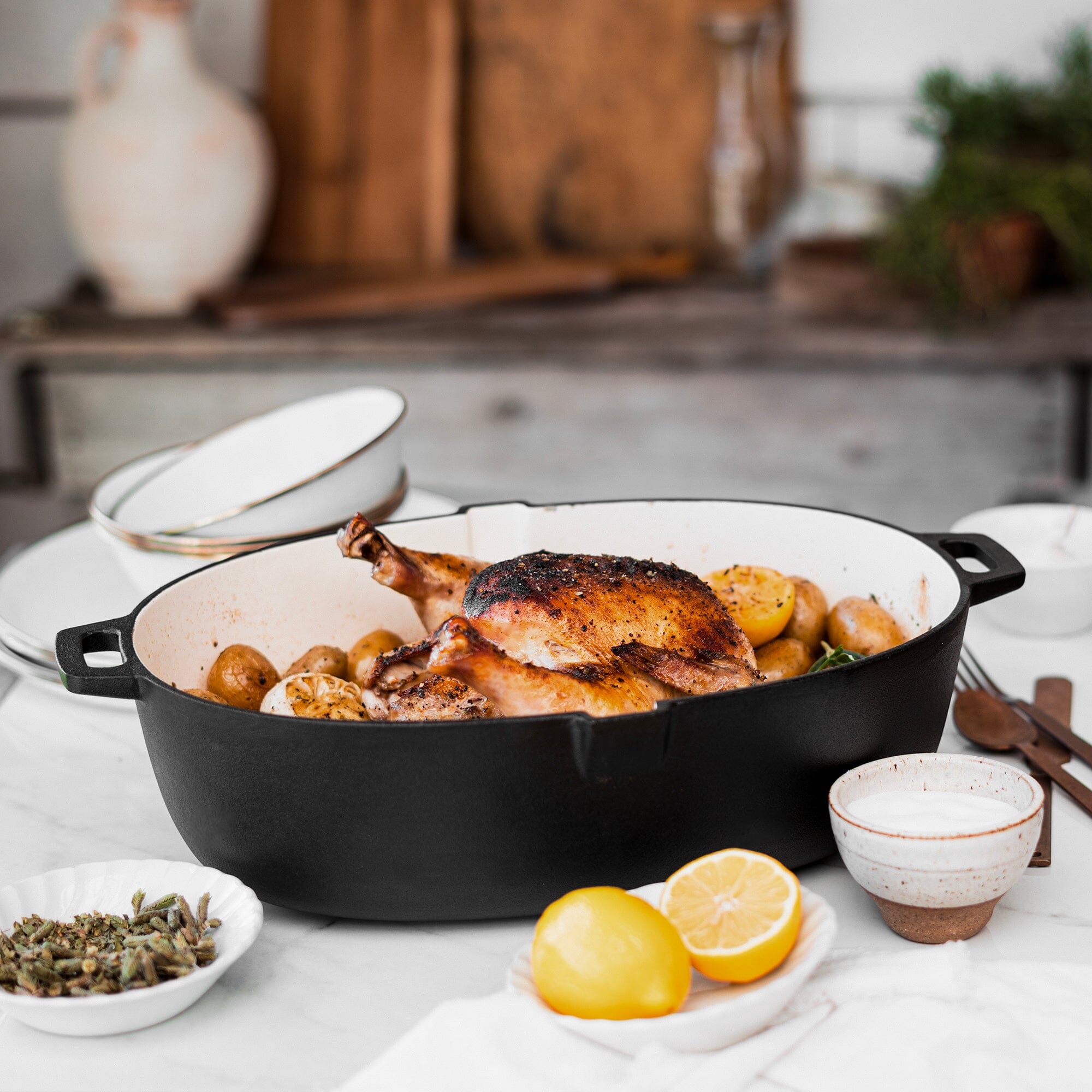 Enamel Lined Cast Iron Roaster - Paranoid Ranch