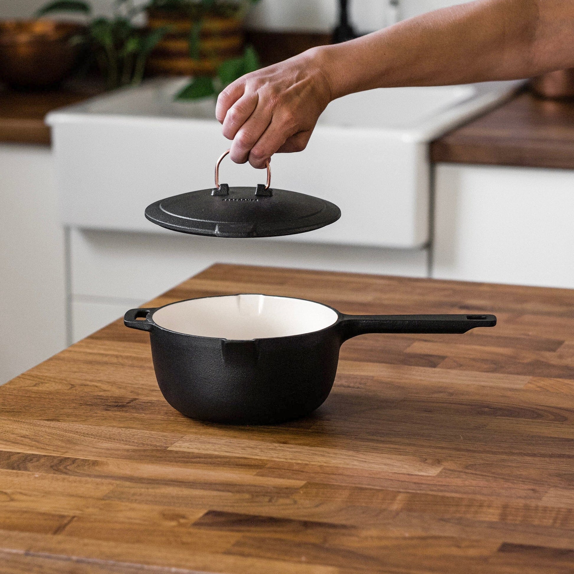 Enamel Lined Cast Iron Saucepan - Paranoid Ranch