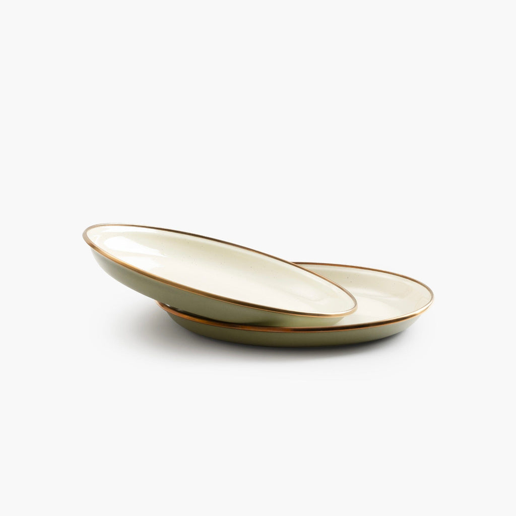 Enamelware 2 - Tone Dining Collection - Olive Drab - Paranoid Ranch