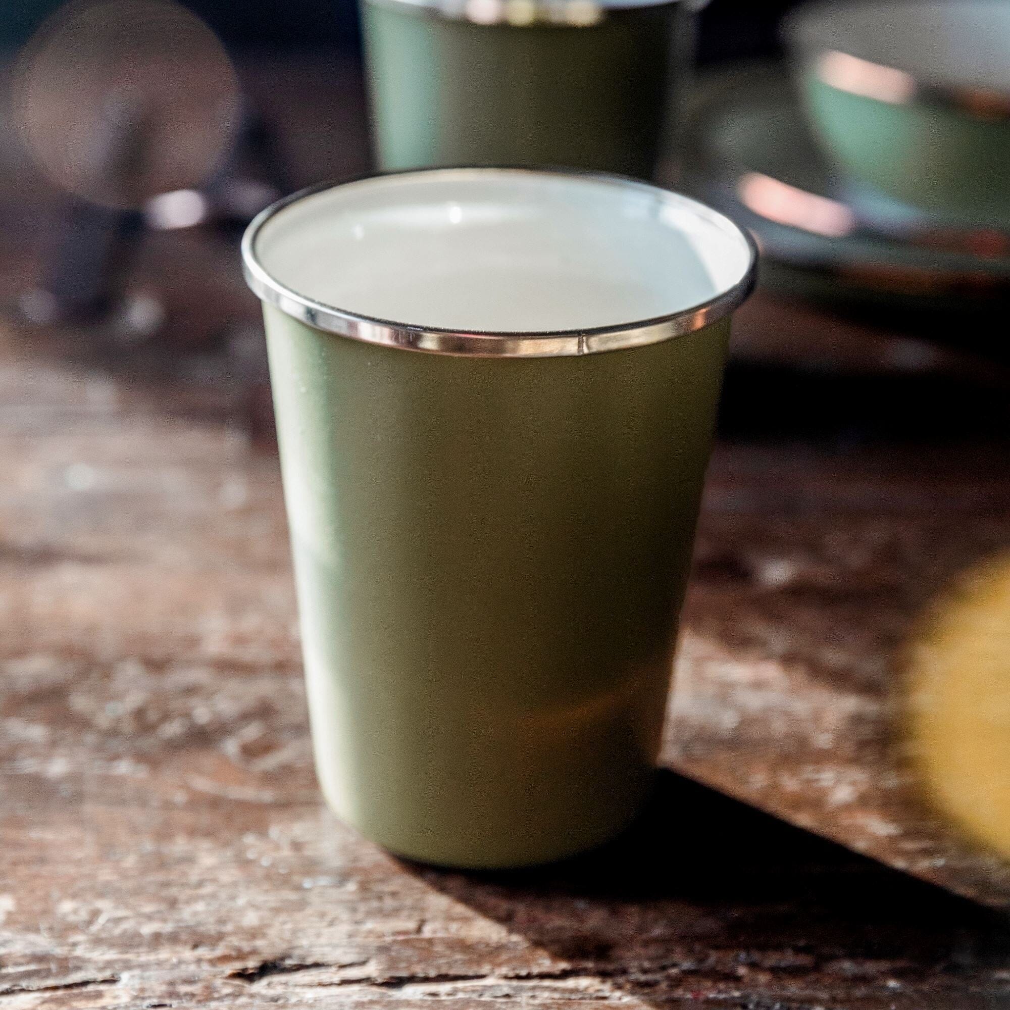 Enamelware 2 - Tone Dining Collection - Olive Drab - Paranoid Ranch