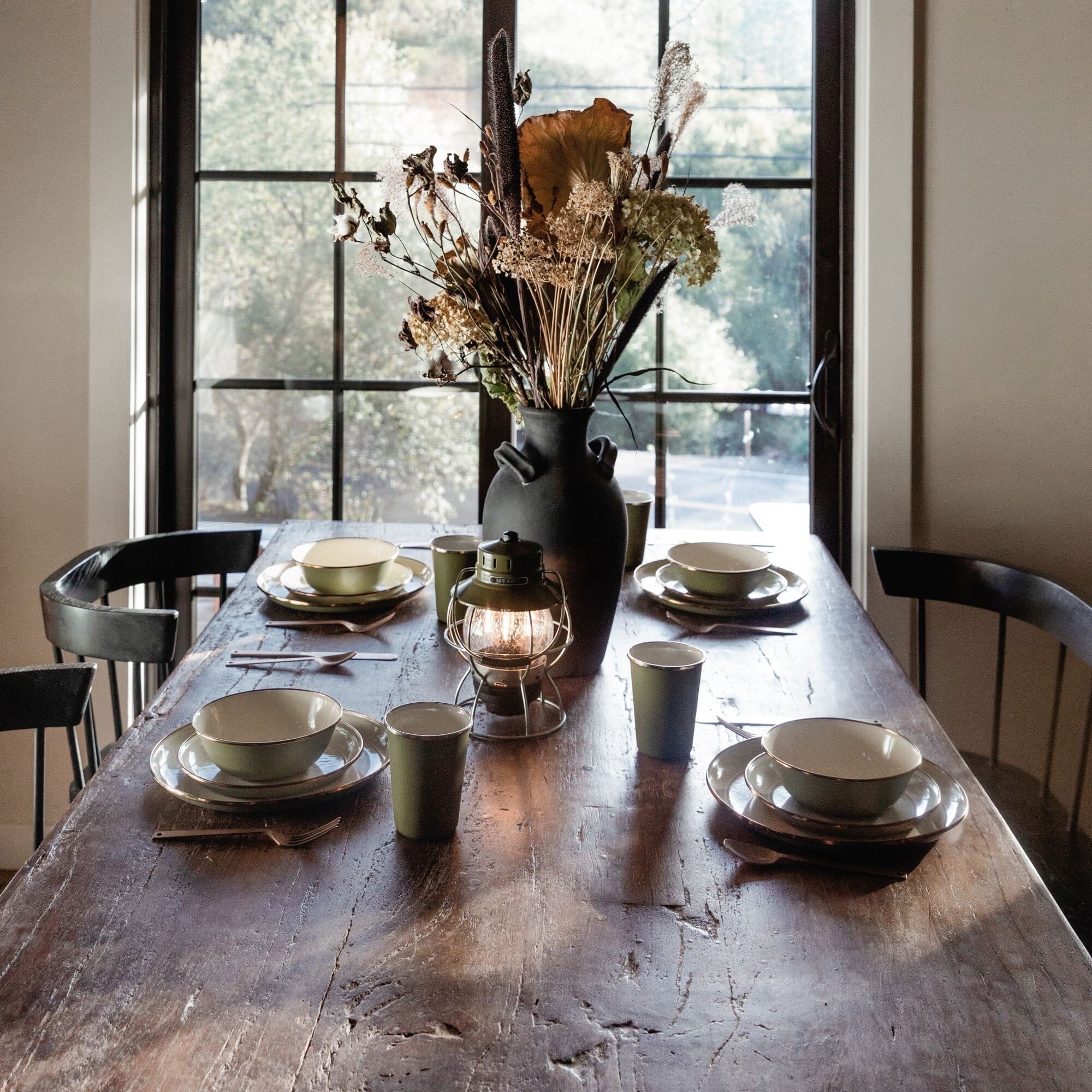 Enamelware 2 - Tone Dining Collection - Olive Drab - Paranoid Ranch