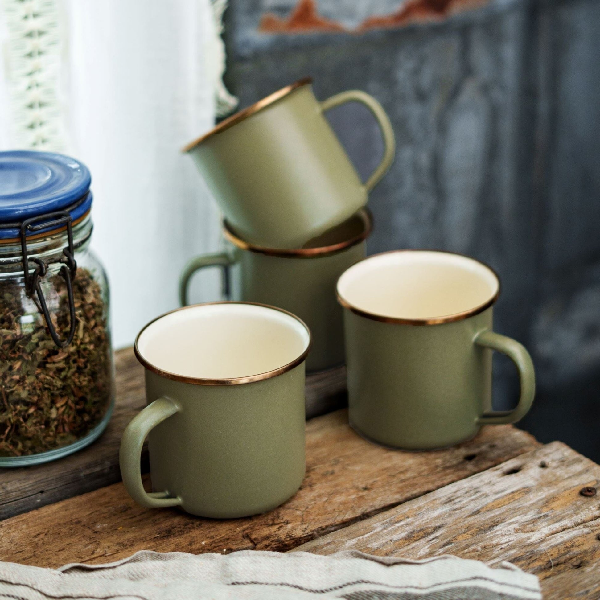 Enamelware 2 - Tone Dining Collection - Olive Drab - Paranoid Ranch