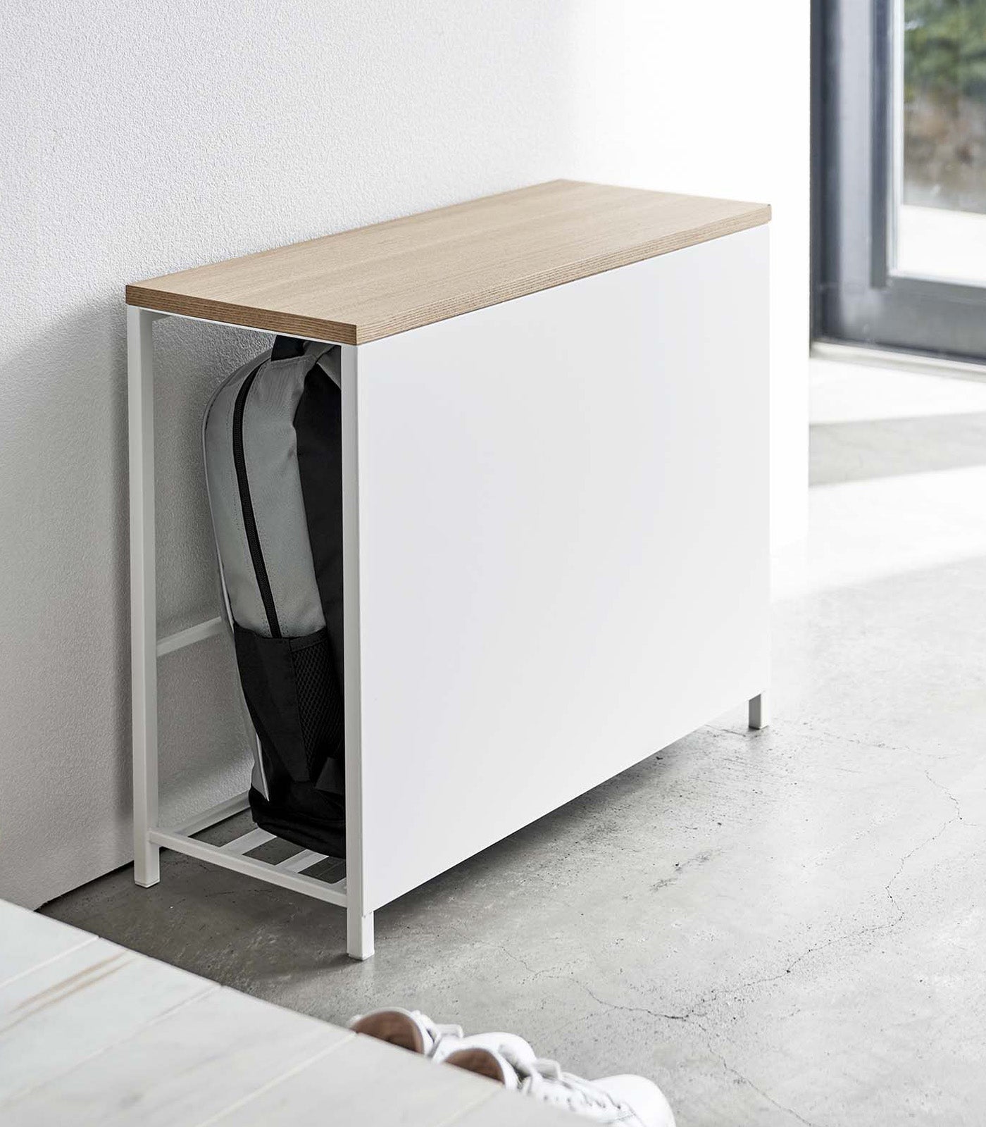 Entryway Storage Organizer & Bench (18" H) - Steel + Wood - Paranoid Ranch