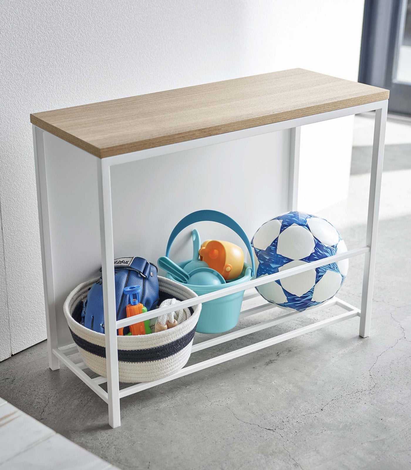 Entryway Storage Organizer & Bench (18" H) - Steel + Wood - Paranoid Ranch