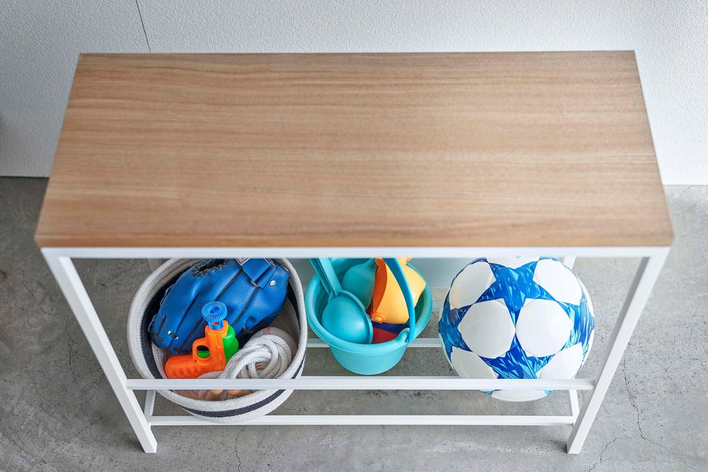 Entryway Storage Organizer & Bench (18" H) - Steel + Wood - Paranoid Ranch