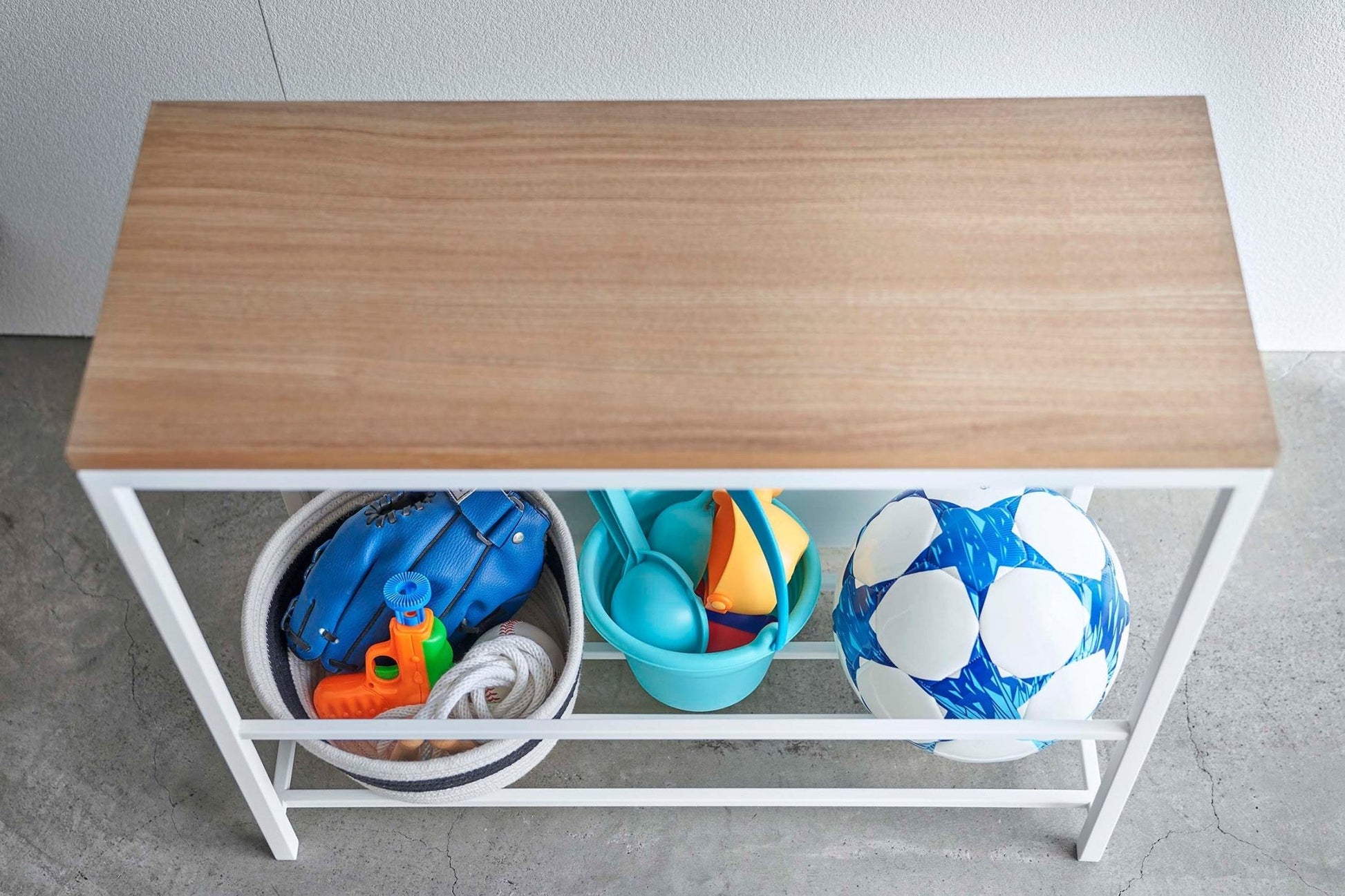 Entryway Storage Organizer & Bench (18" H) - Steel + Wood - Paranoid Ranch