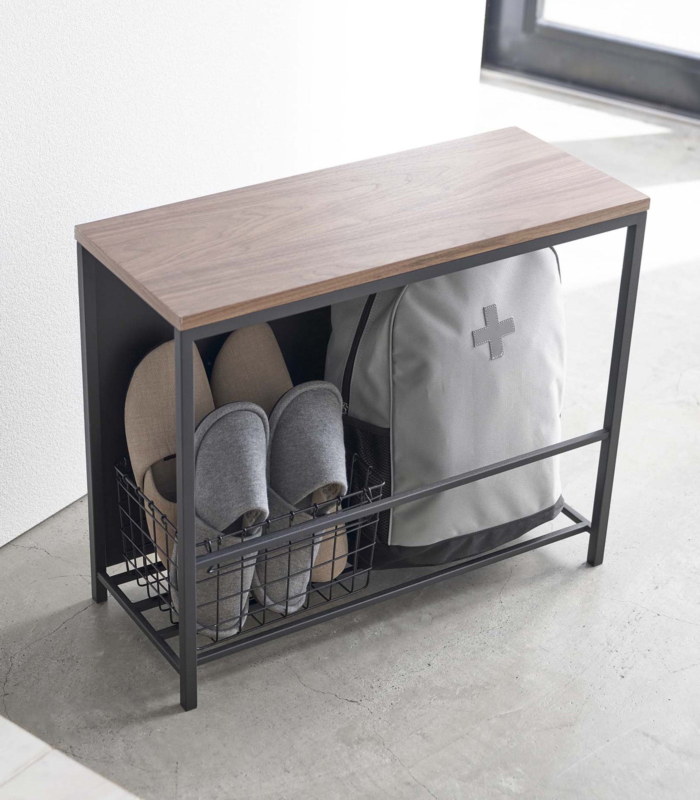 Entryway Storage Organizer & Bench (18" H) - Steel + Wood - Paranoid Ranch