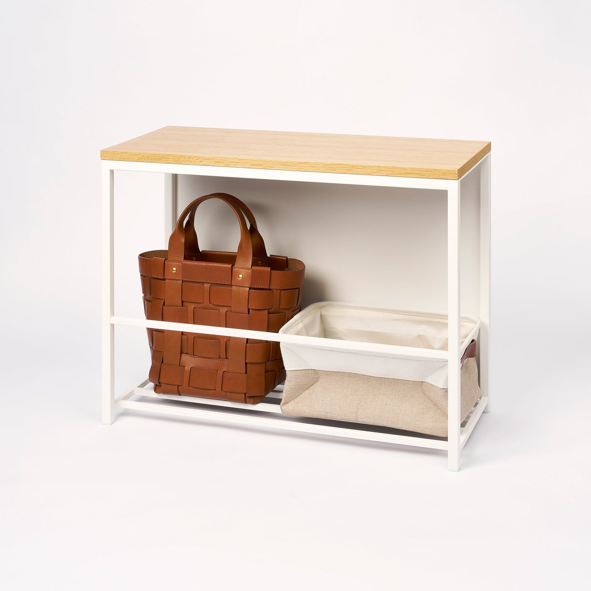 Entryway Storage Organizer & Bench (18" H) - Steel + Wood - Paranoid Ranch