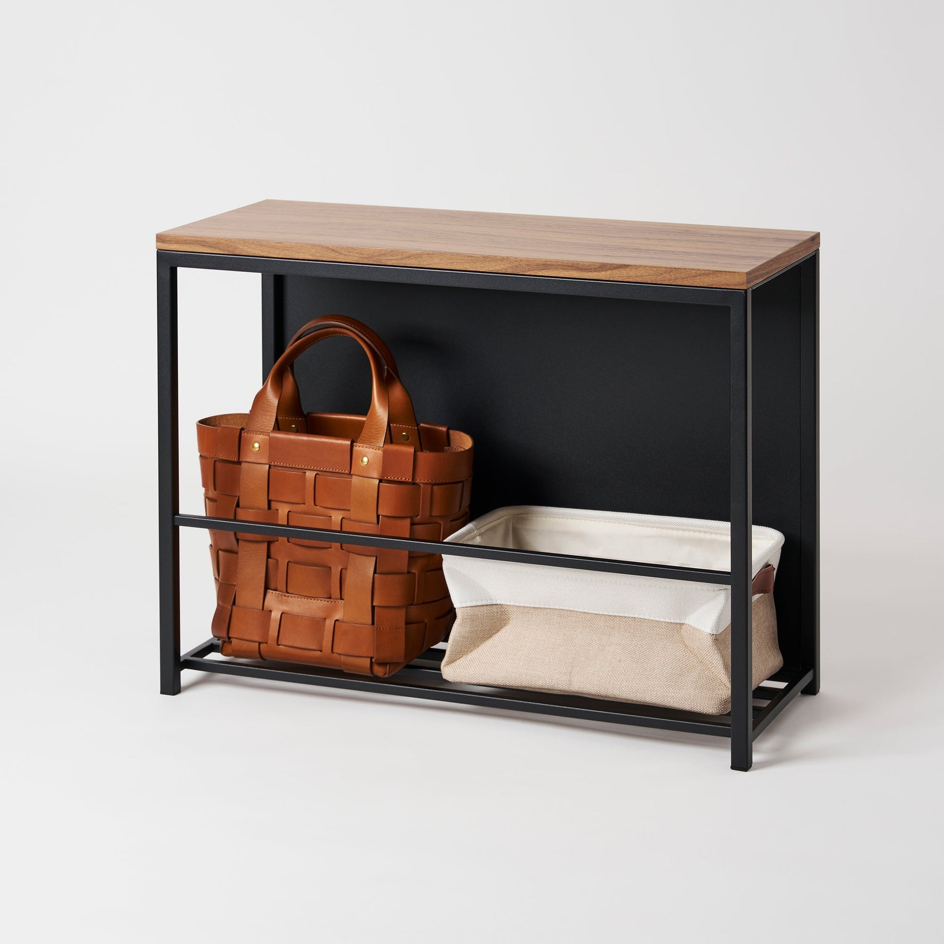 Entryway Storage Organizer & Bench (18" H) - Steel + Wood - Paranoid Ranch