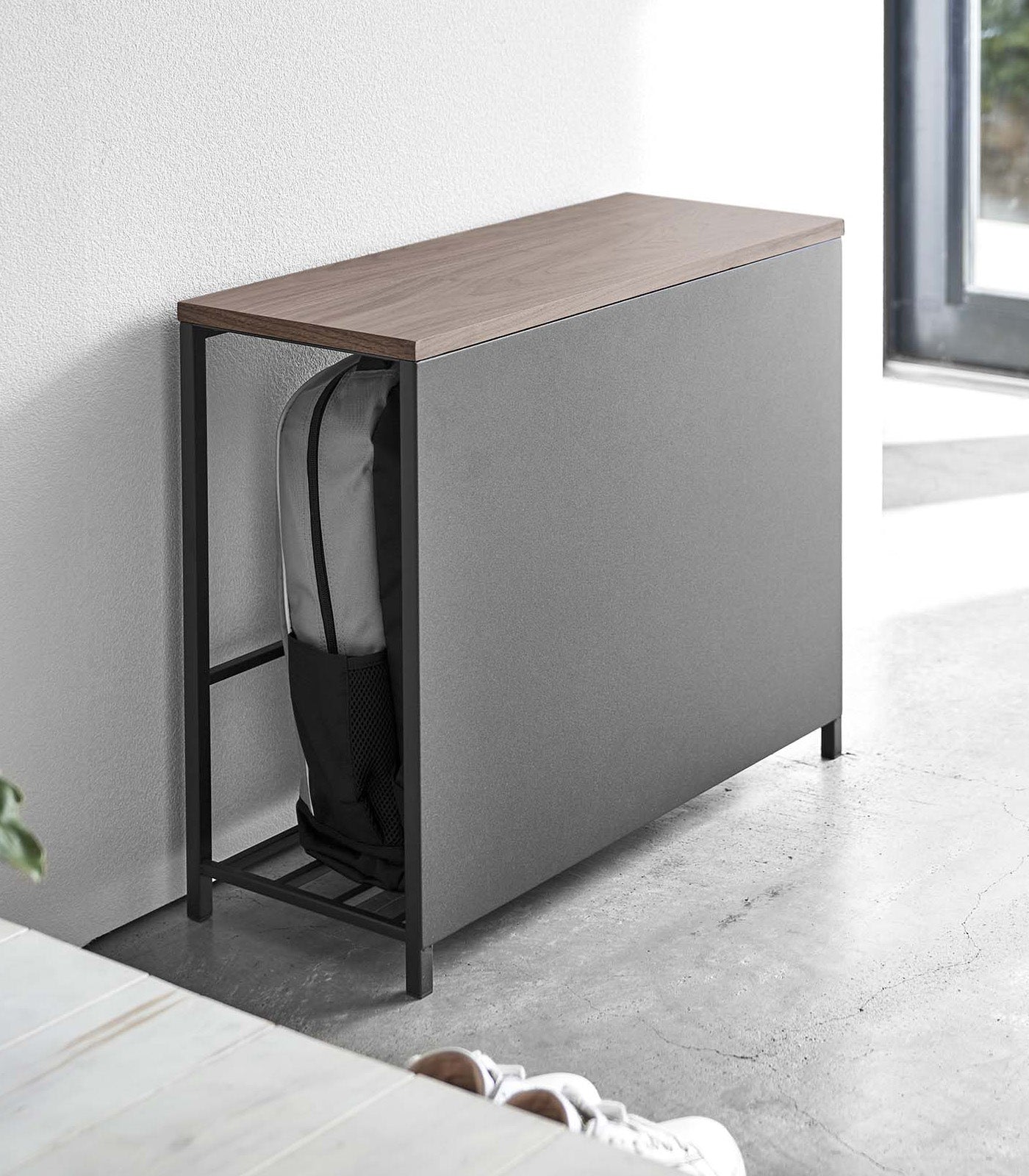 Entryway Storage Organizer & Bench (18" H) - Steel + Wood - Paranoid Ranch