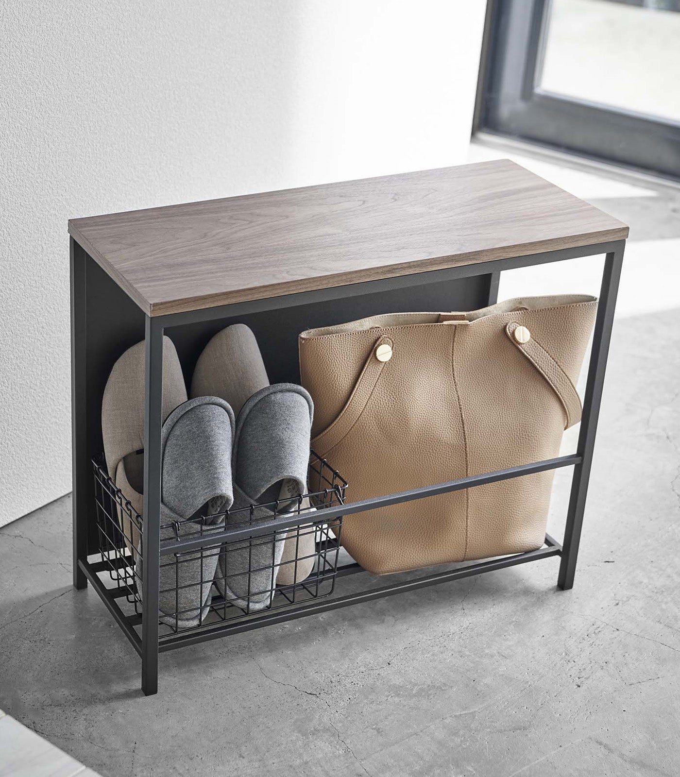 Entryway Storage Organizer & Bench (18" H) - Steel + Wood - Paranoid Ranch