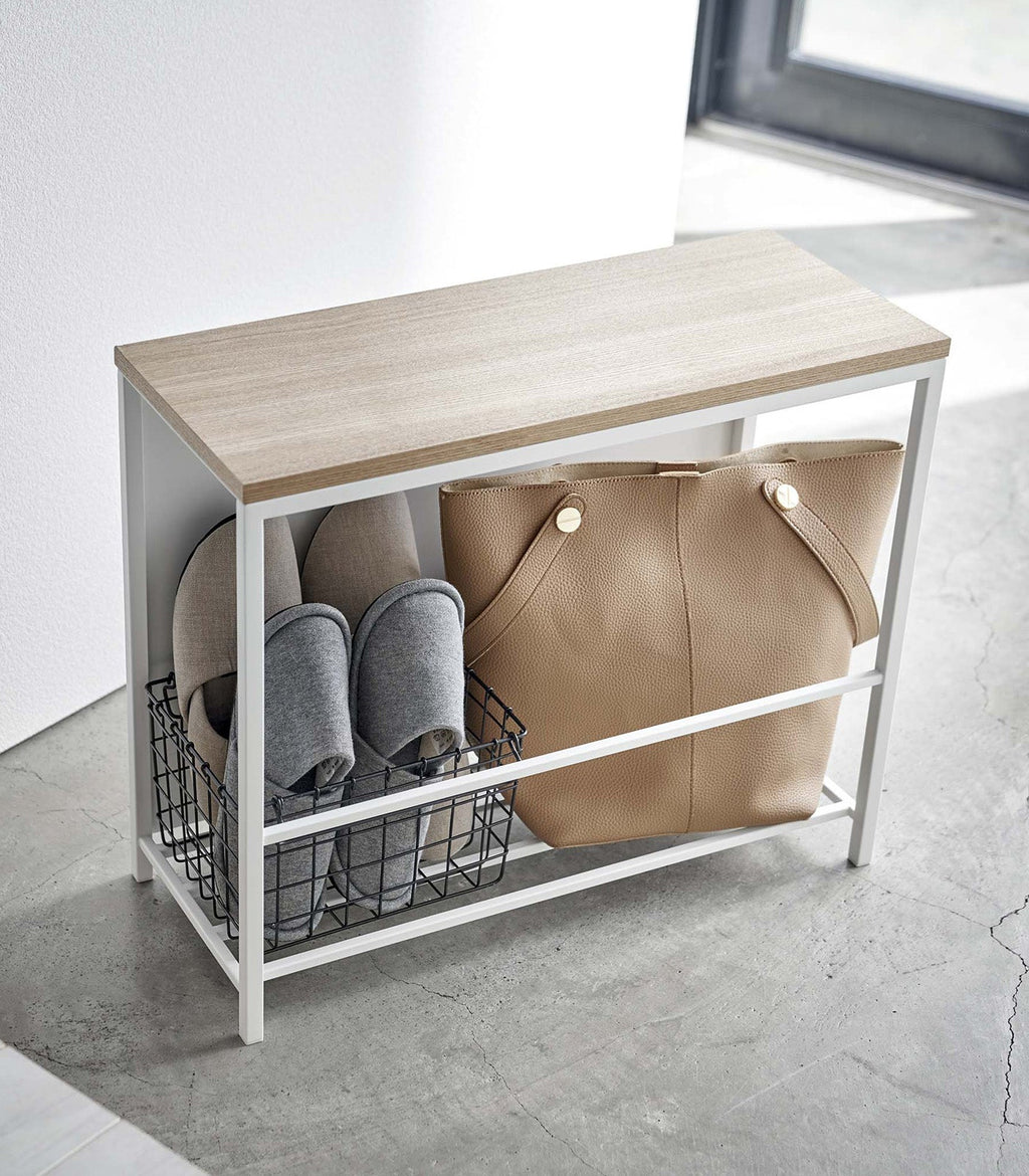 Entryway Storage Organizer & Bench (18" H) - Steel + Wood - Paranoid Ranch