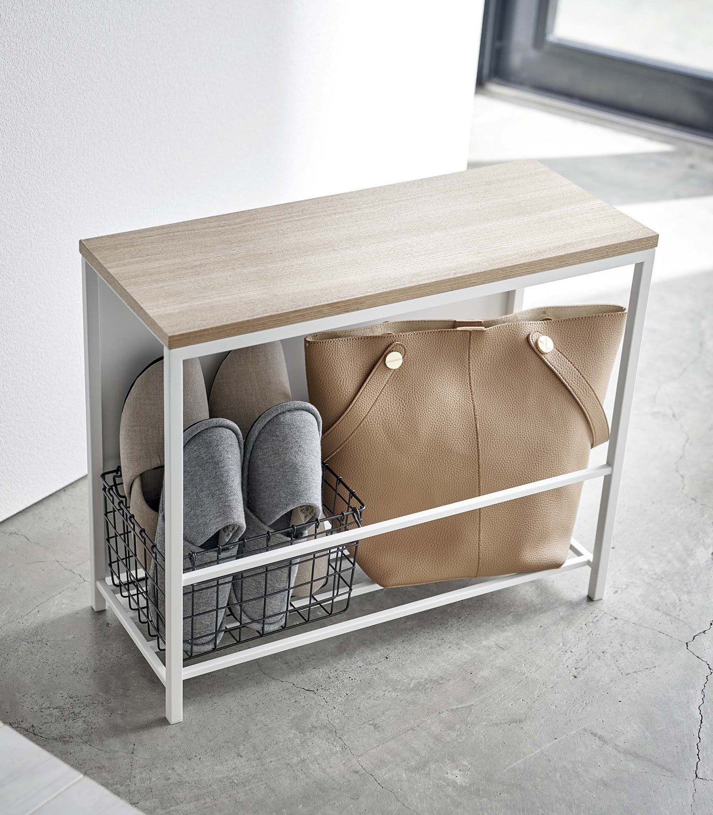 Entryway Storage Organizer & Bench (18" H) - Steel + Wood - Paranoid Ranch