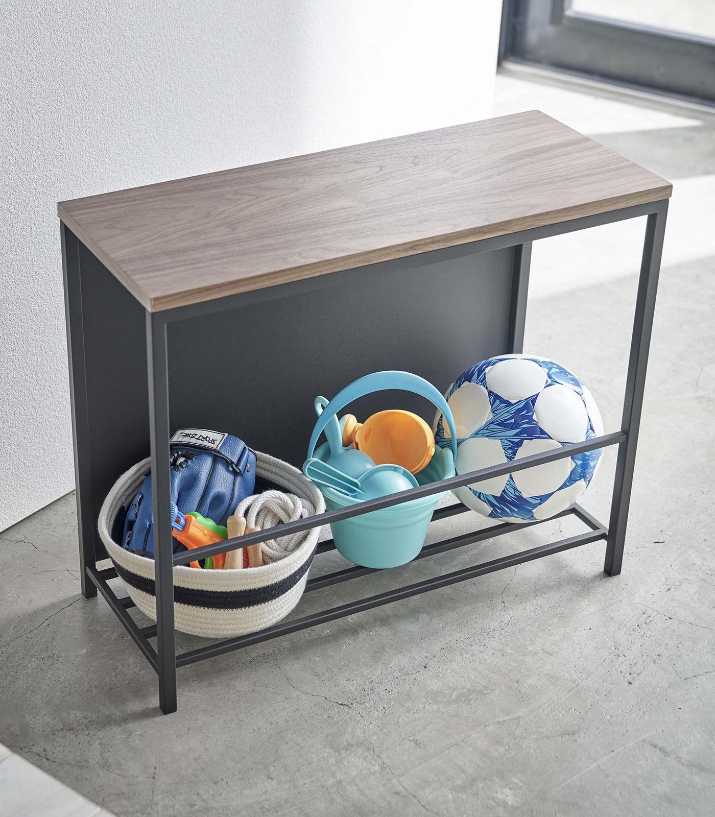 Entryway Storage Organizer & Bench (18" H) - Steel + Wood - Paranoid Ranch