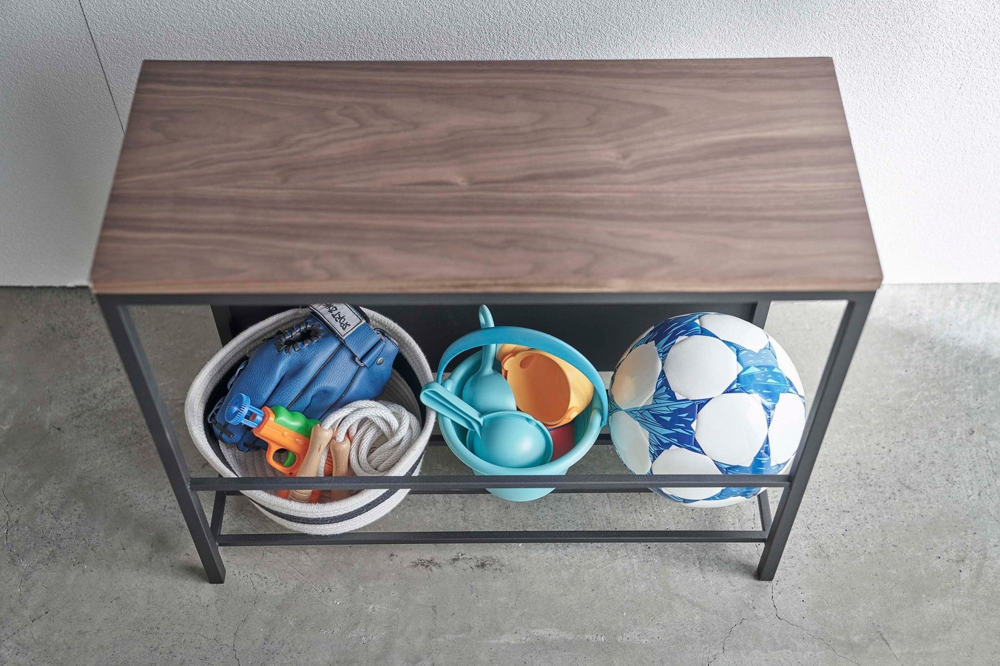 Entryway Storage Organizer & Bench (18" H) - Steel + Wood - Paranoid Ranch