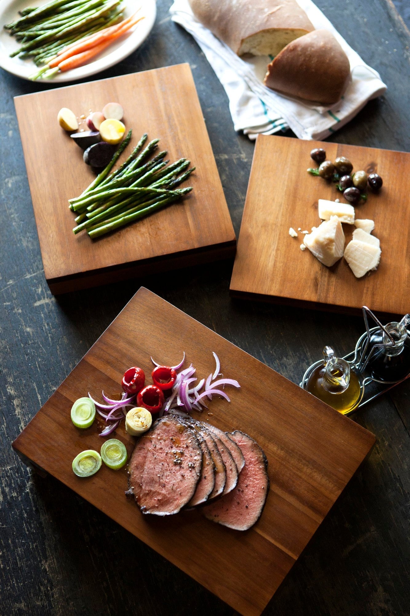 Etage Set Of 3 Acacia Serving Pedestals - Paranoid Ranch