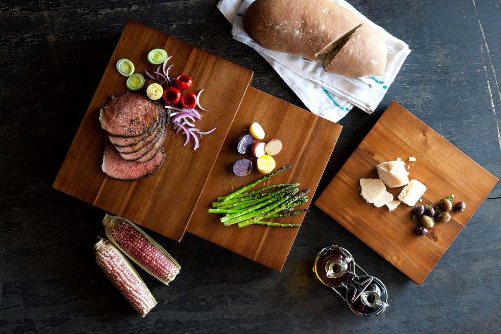 Etage Set Of 3 Acacia Serving Pedestals - Paranoid Ranch