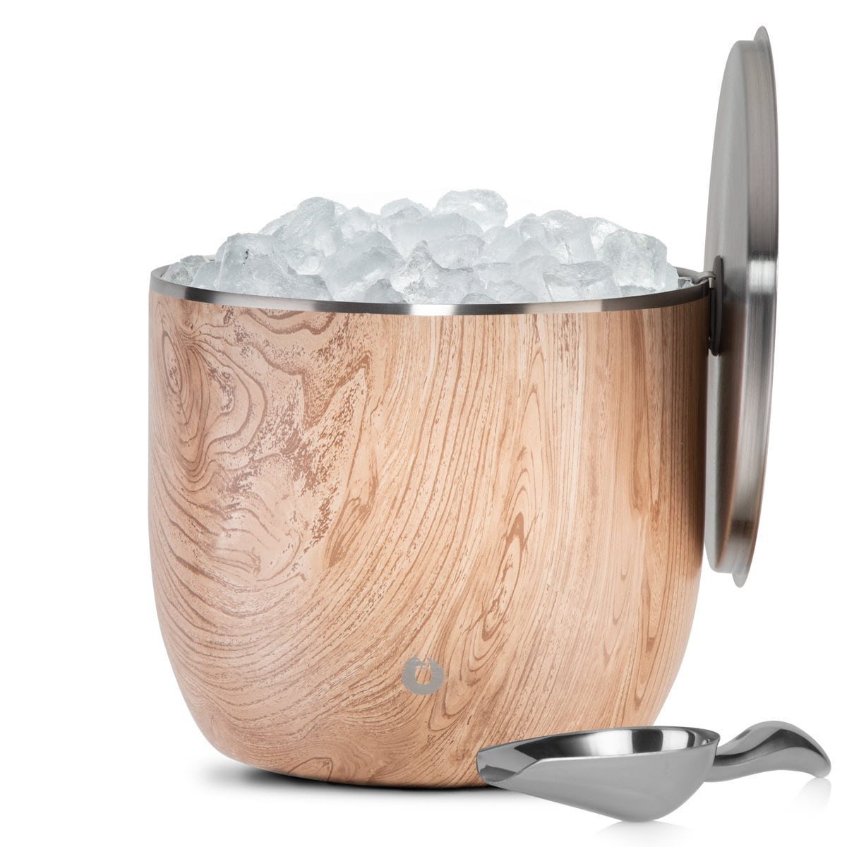 Extra Large Ice Bucket with Lid and Ice Scoop, Natural Teak - Paranoid Ranch