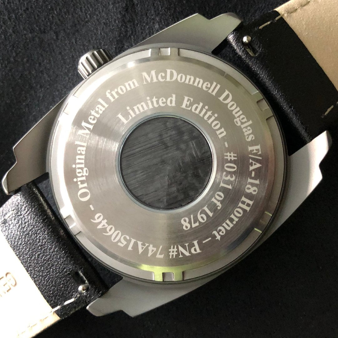F-18 Hornet Tribute - Gun Metal Finish, Gray Dial, Black Leather Band - Paranoid Ranch