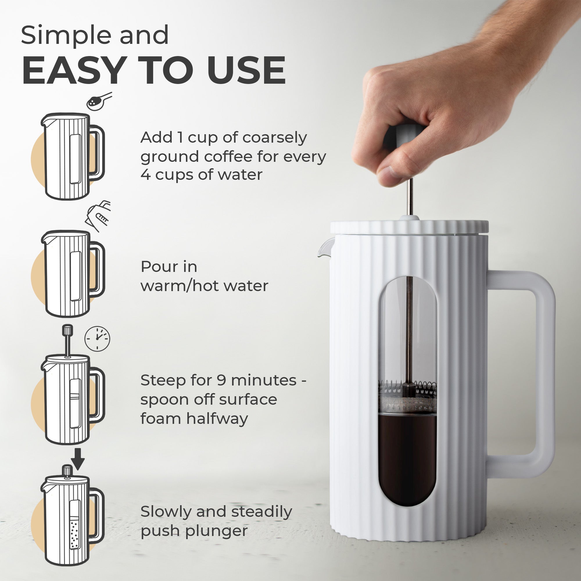 Glass French Press (800ml), KF1114 - Paranoid Ranch